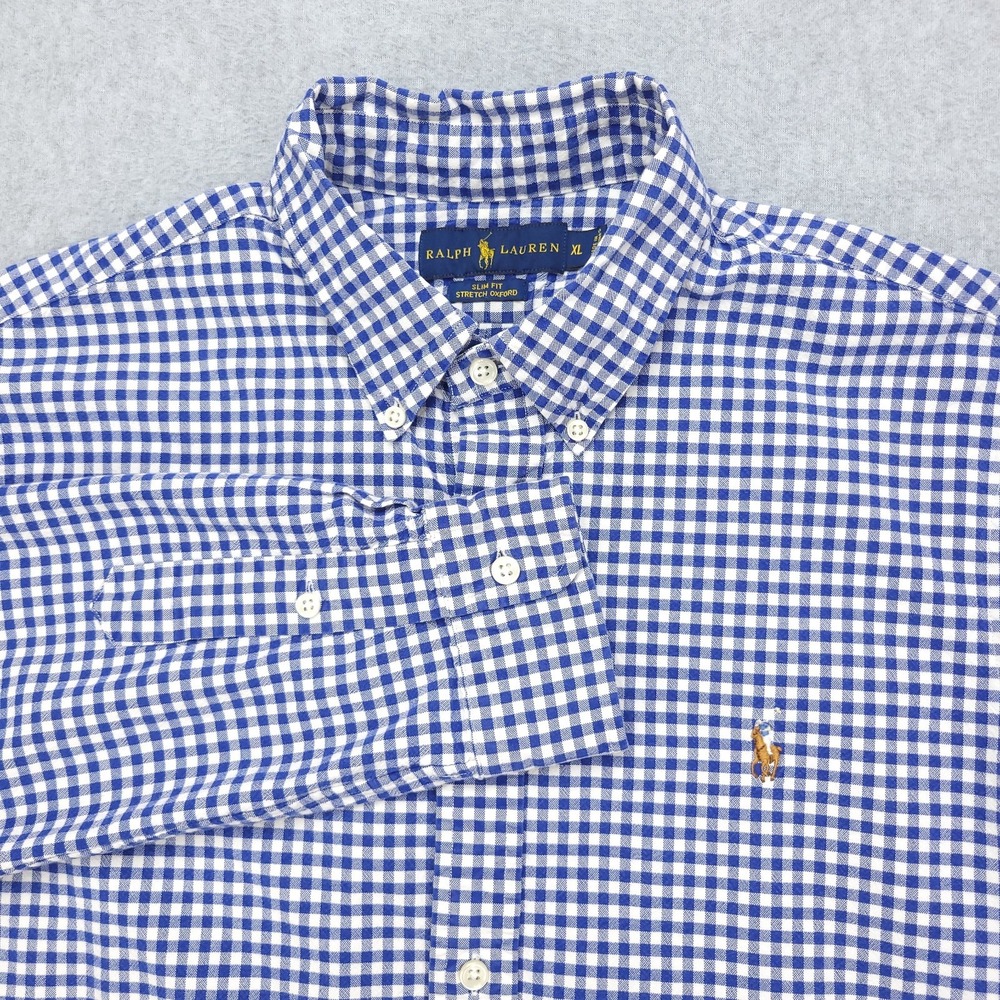 Ralph Lauren Blue and White Checkered Dress Shirt